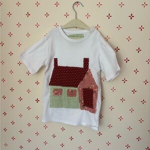 Handsewn 6T house appliqué cotton T-shirt